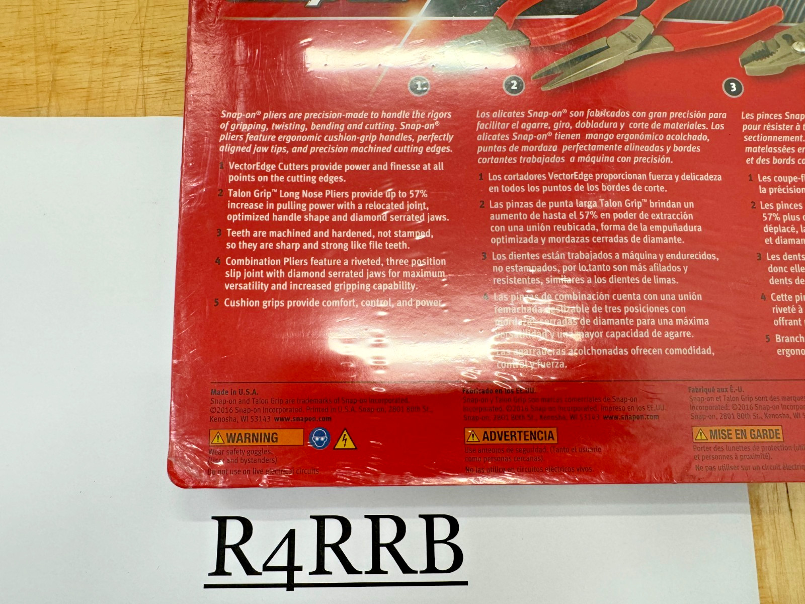 Snap-On Tools USA NEW SEALED RED 3 Piece Soft Grip Pliers / Cutters Set PL306ACF
