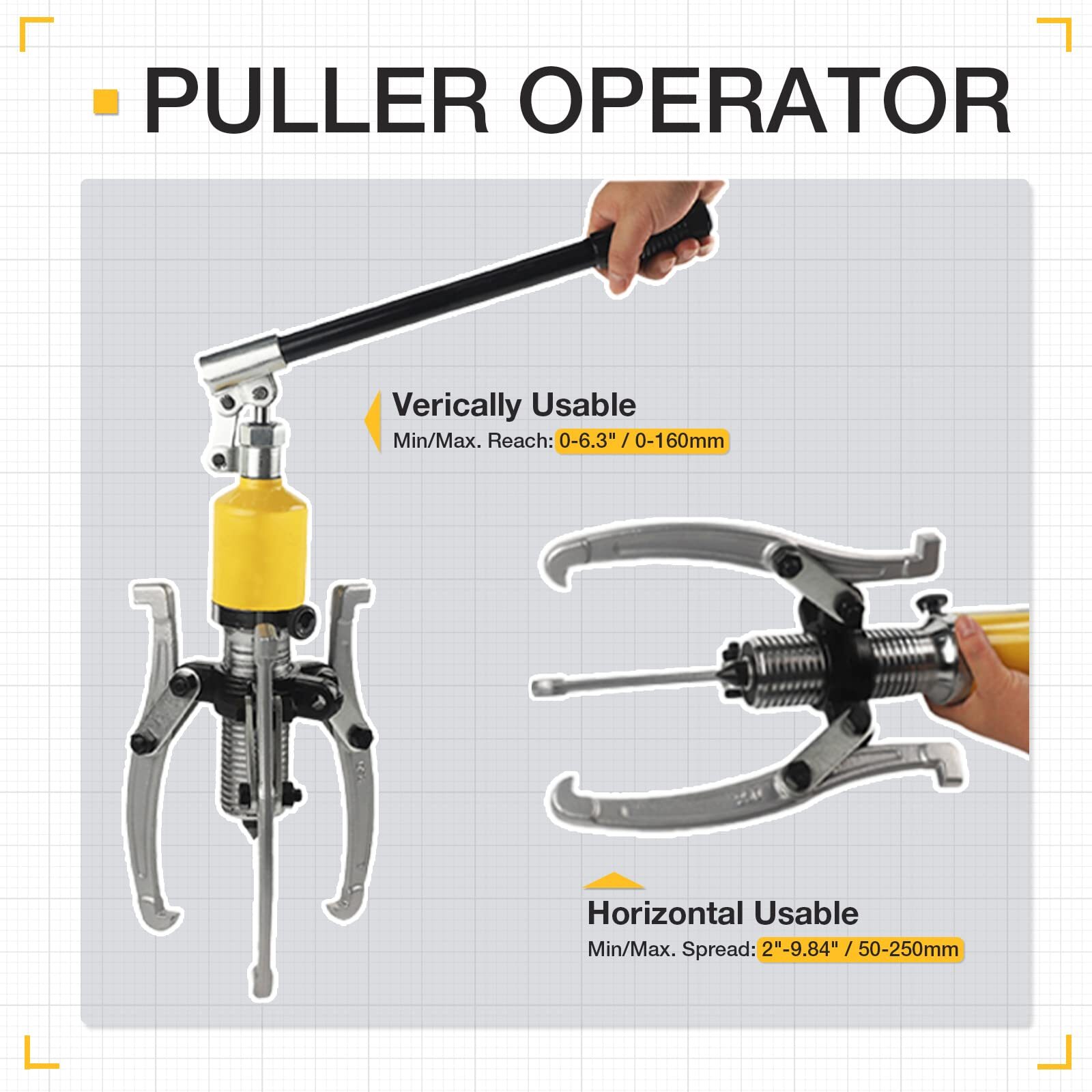 15T Hydraulic Gear Puller Bearing Puller w/2/3 Jaws Heavy Duty Hydraulic Puller