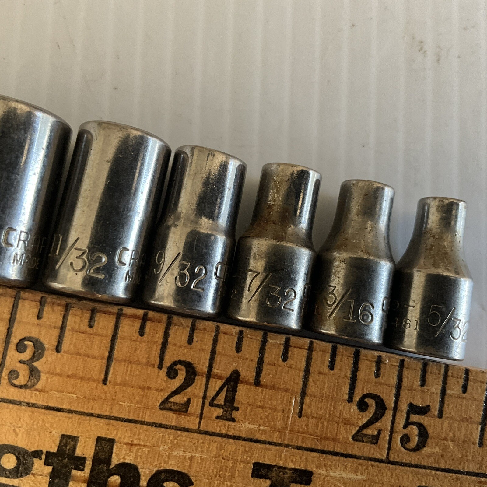Craftsman Socket Set SAE 1/2″ 7/16″ 11/32″ 9/32″ 7/32″ 3/16″ 5/32″ USA 1/4″ Dr
