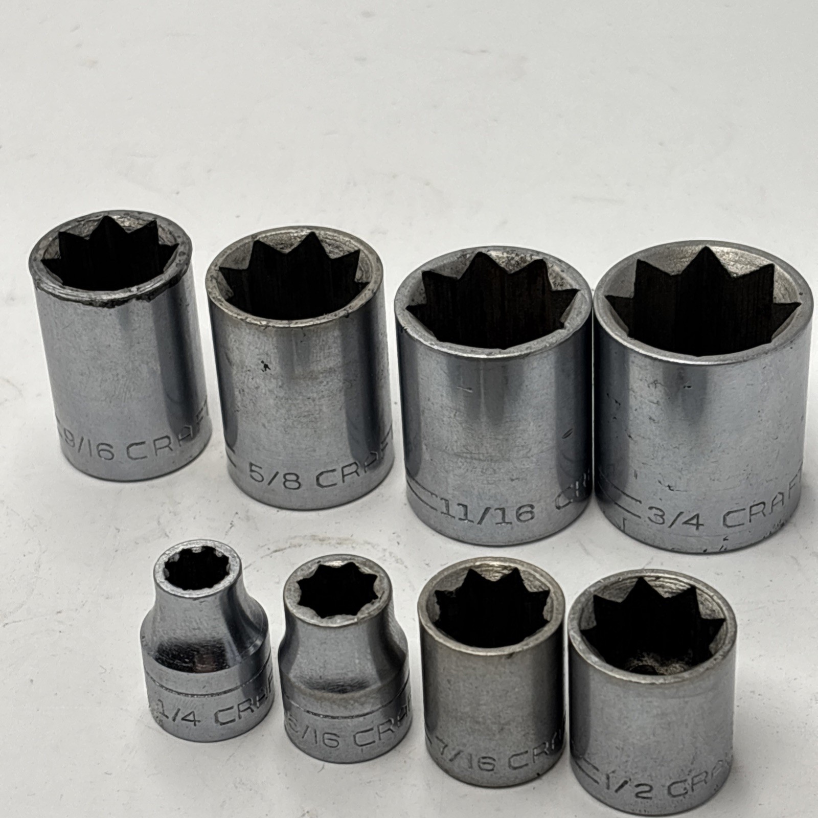 Craftsman Tools =V= SAE DOUBLE SQUARE Plug 8 Point Socket set master lot 8 pcs
