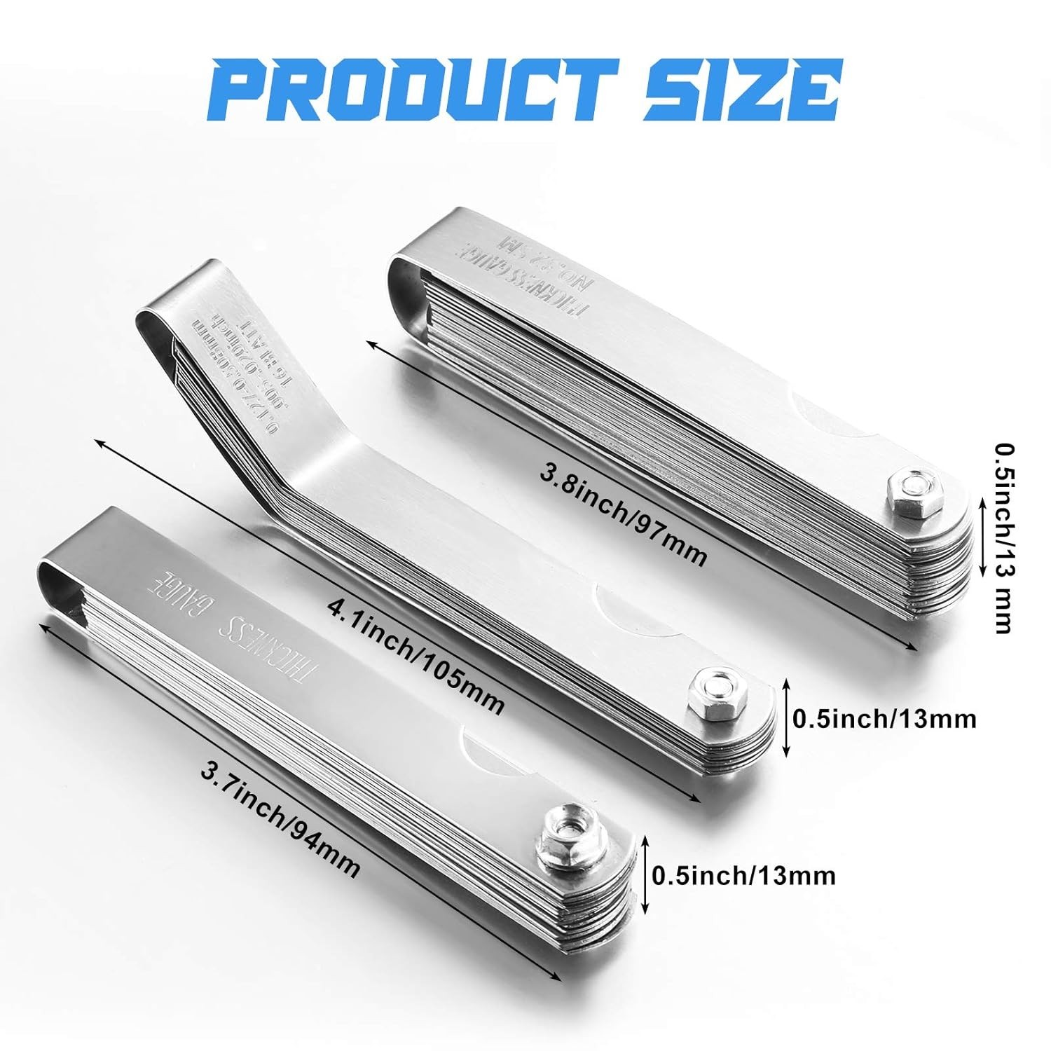 3-Piece Foldable Feeler Gauge Set: Durable Manganese Steel with Metric & Inch