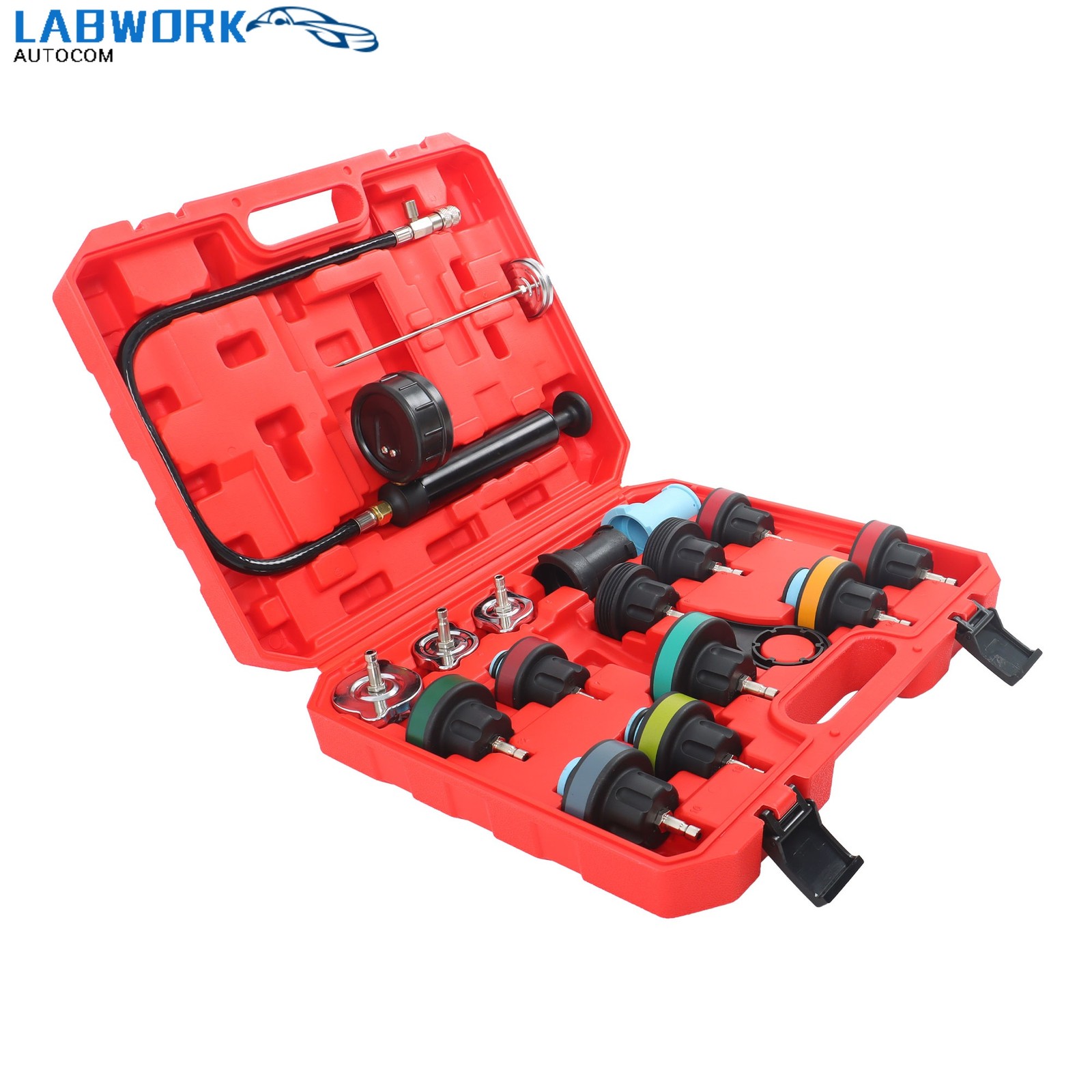 18pcs Universal Radiator Pressure Tester Kit Coolant Vacuum Type Cooling System