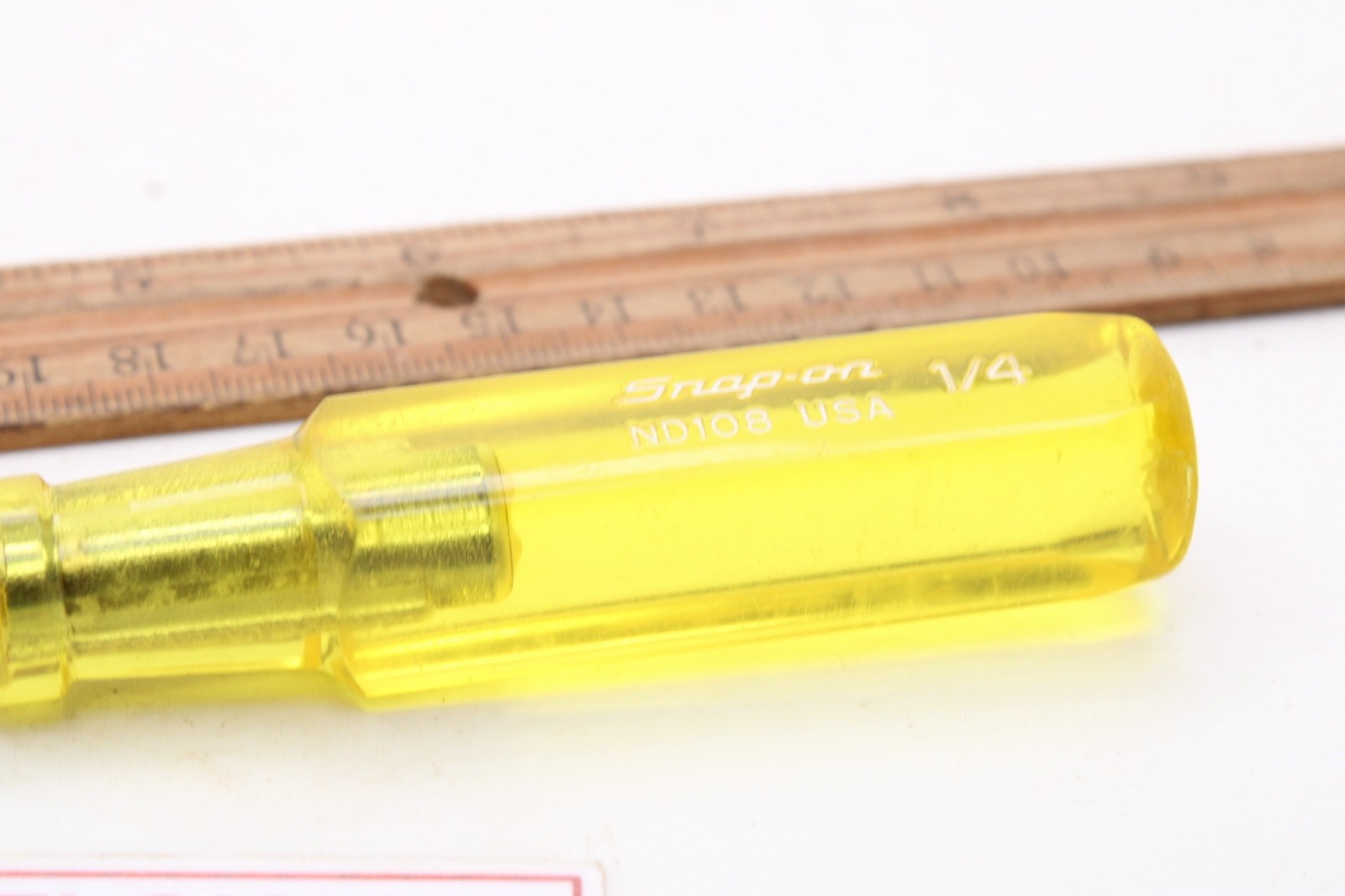 Snap-on ND 108 1/4″ 3″ Shank Red Insulated Amber Handle Nut Driver USA