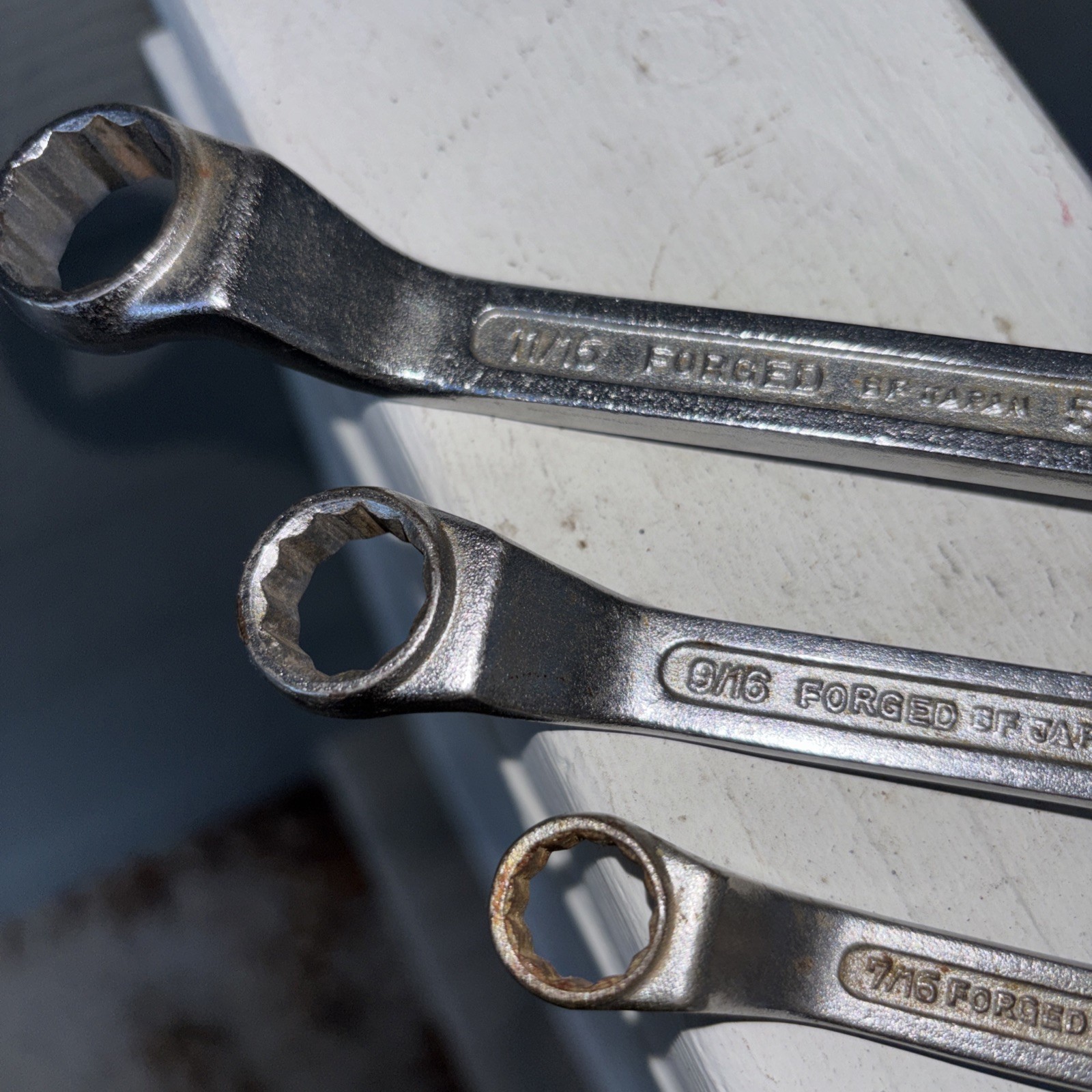 Vintage Sears 3pc SAE Stubby Offset Box End Wrench Set Forged BF Japan Wrenches