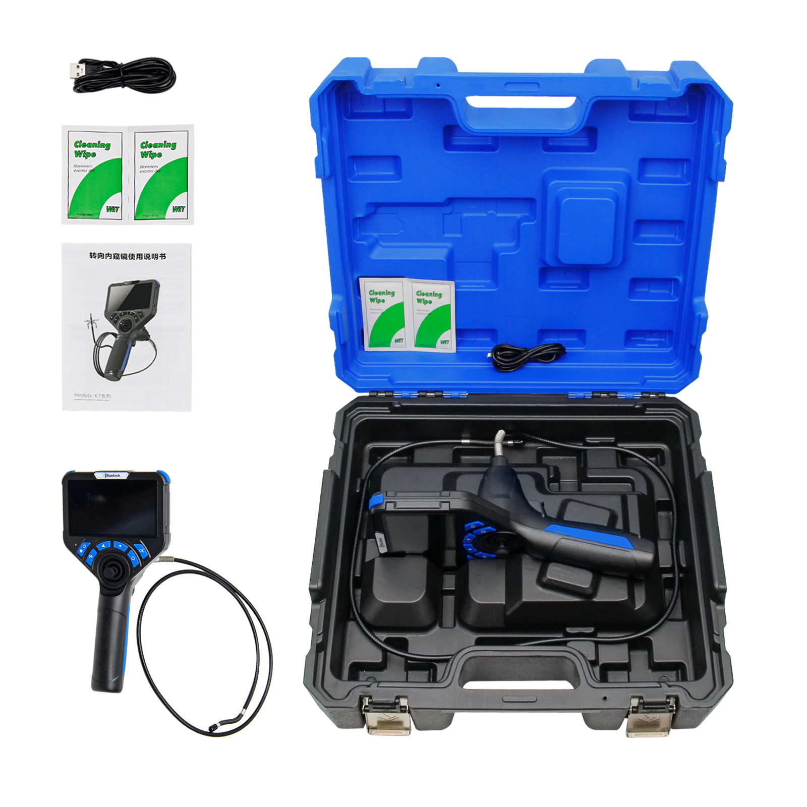 4-way 360° Borescope Inspection Snake Camera,5-inch HD Endoscope Camera & Light