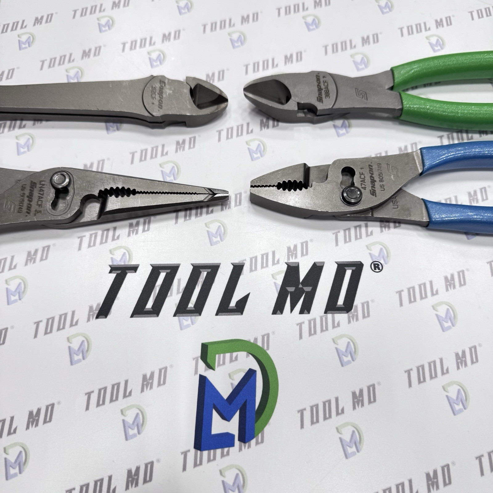 Snap-on Tools USA NEW 4pc PEARL BLUE & GREEN Plier Set w/ To-Go Bag 312CF 47ACF
