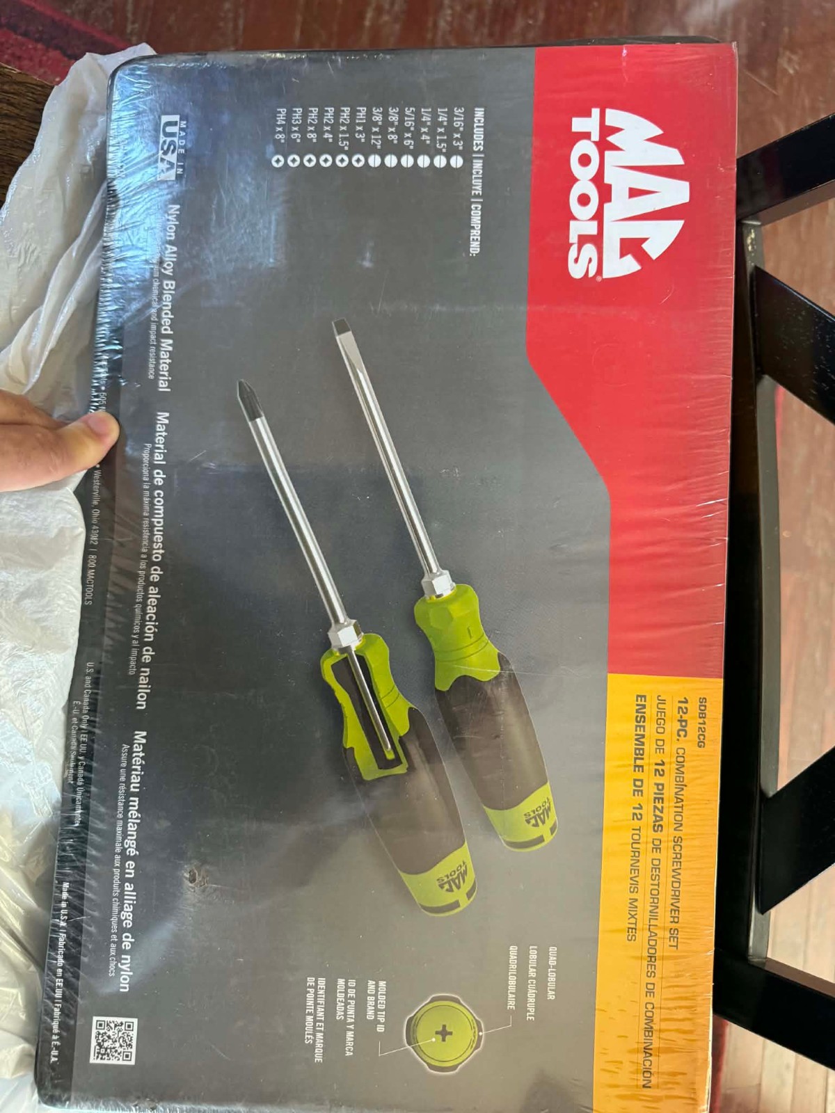NEW RARE COLOR MAC TOOLS USA 12PC COMBINATION SCREWDRIVER SET NOS SDB12CG