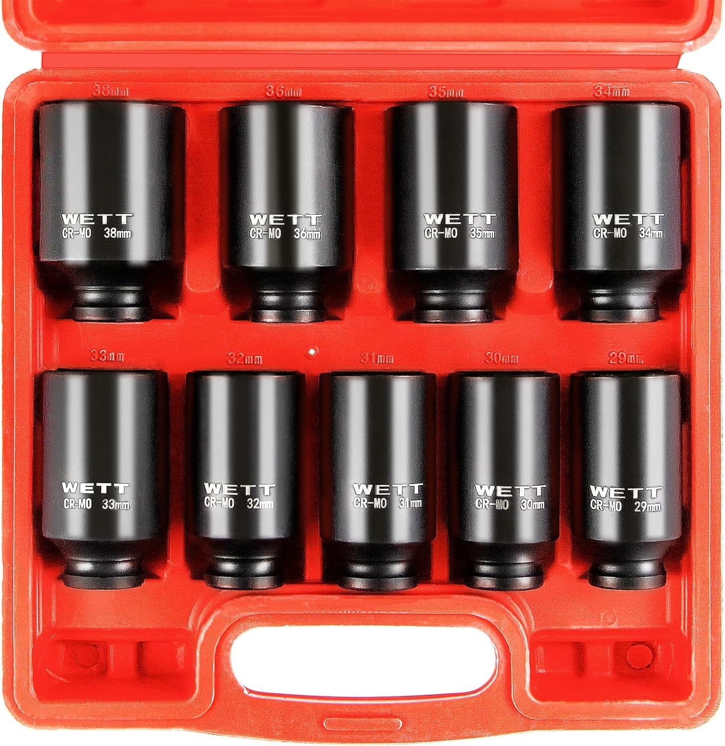 1/2″ Drive Deep Large Impact Socket Set of 9 Pcs 6 Point Sockets – 29mm-38mm