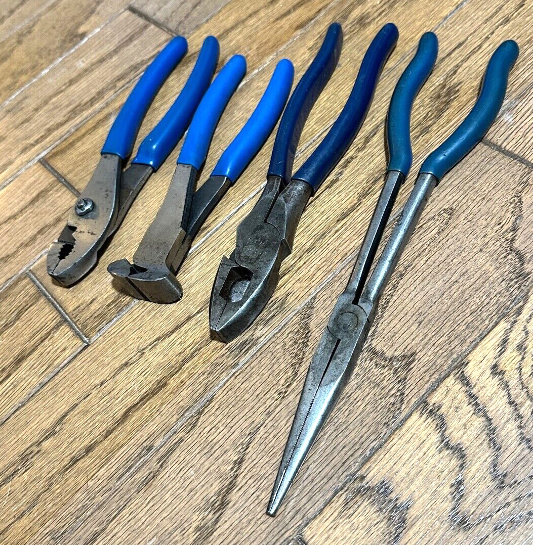 Blue Point Klein Tools Pliers Set End Cutter Slip Joint Long Needle Lineman Lot