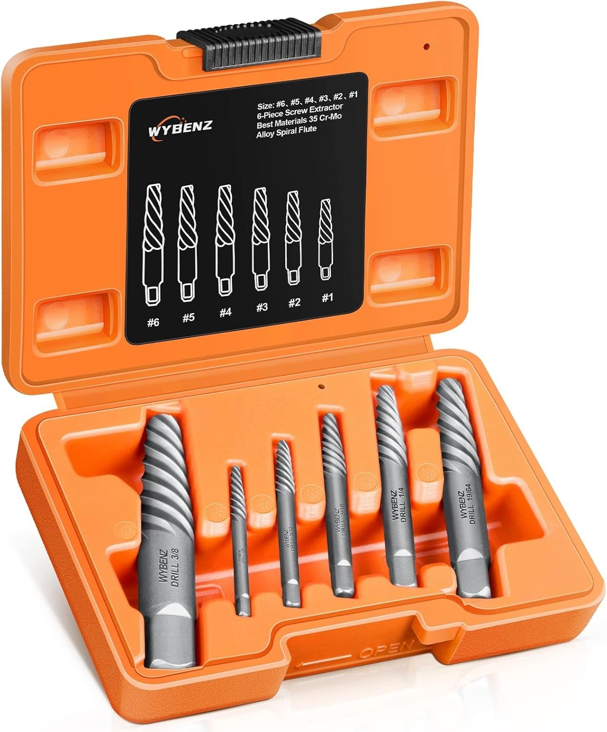 Ultimate 6-Piece Spiral Flute Screw Extractor Set – Effortless Bolt Removal