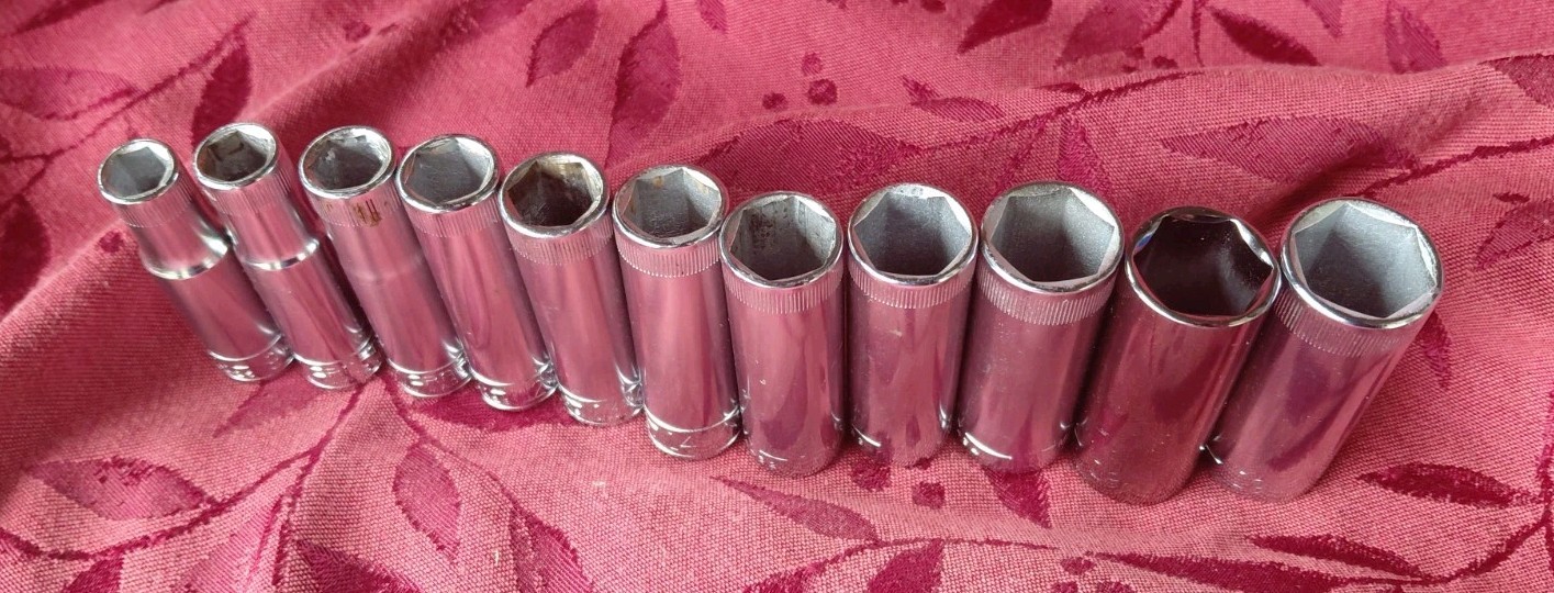Vintage Craftsman 3/8″ Drive Metric Deep Socket Set 9mm – 19mm 6 Pt V Series