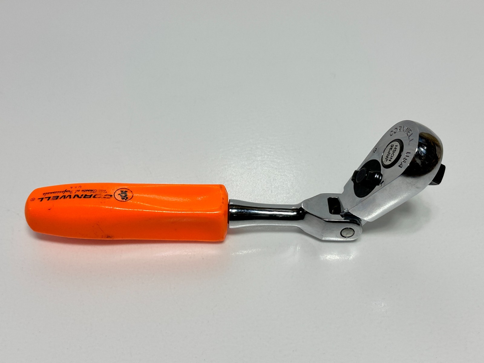 Cornwell Tools USA JRF36 3/8″ Drive Stubby ORANGE Hard Handle Flex Head Ratchet