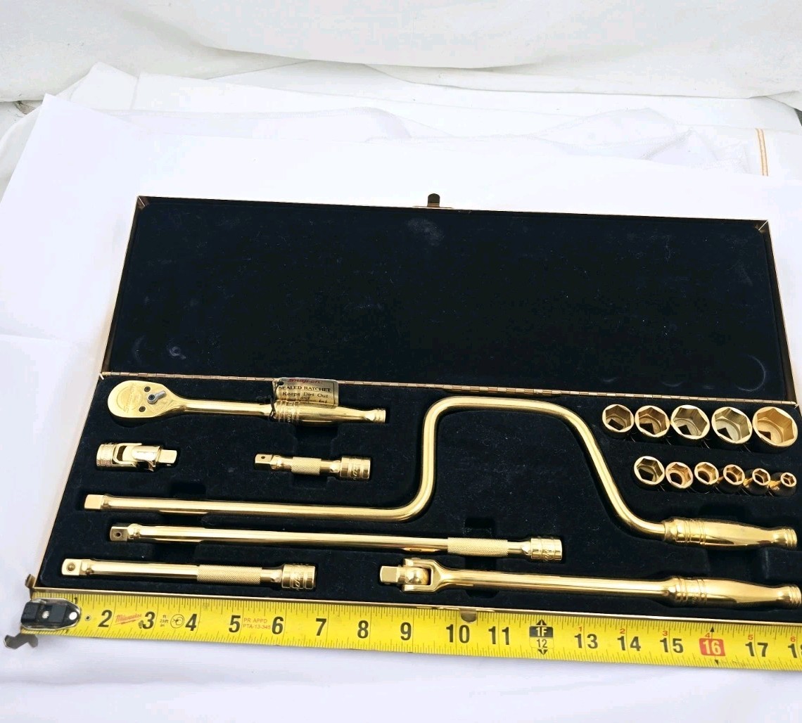 Snap-On Gold Plated 3/8″ Drive Service Set RARE KRA-284 B