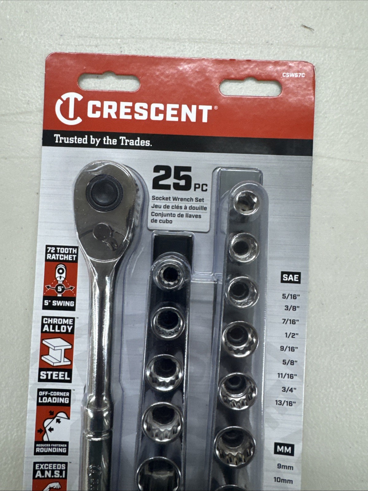 Crescent CSWS7C 25 Pc 1/4″ Drive Socket Wrench Set SAE/Metric