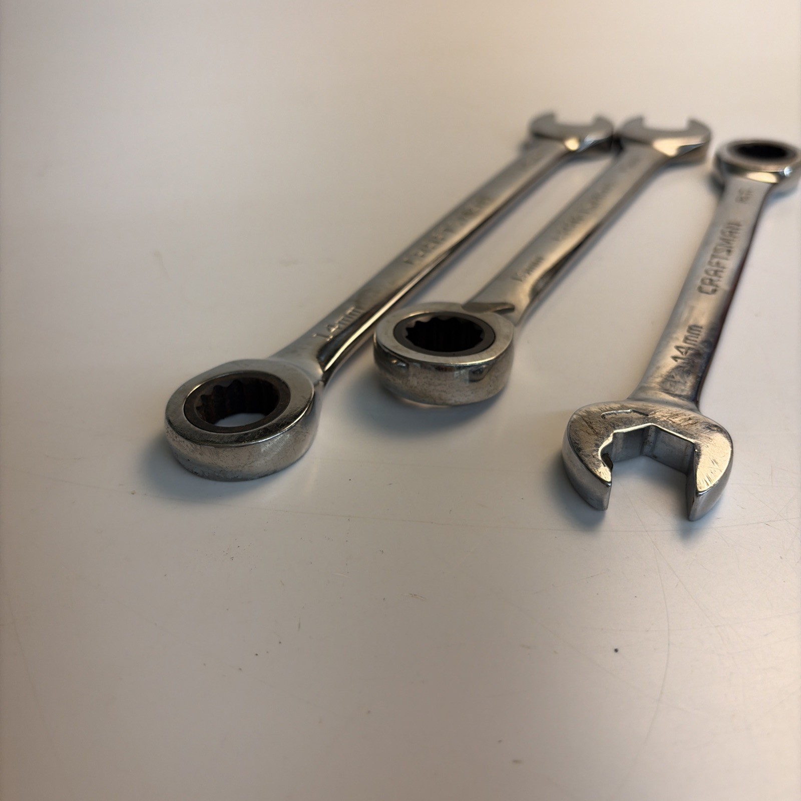 Craftsman Metric Ratcheting Combo Wrench Set 14mm 15mm USA Lot of 3