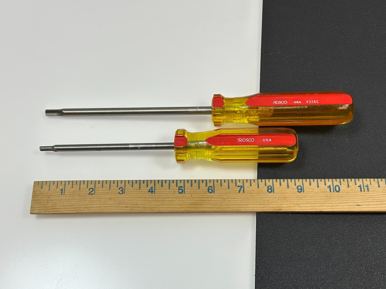 Rosco Tools USA (NOS) 2pc Clutch Head Driver Screwdriver Set Pair, Hard Handle