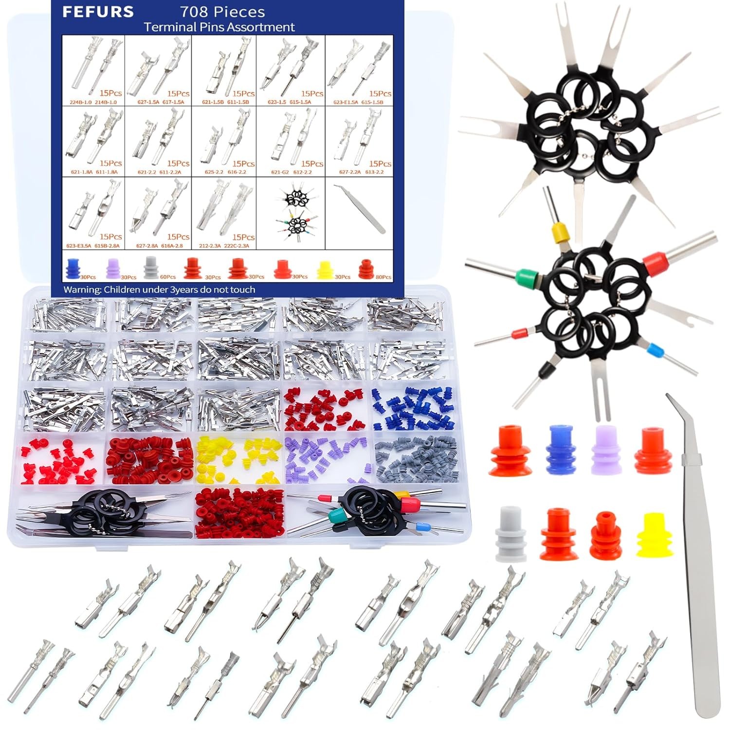 500Pcs Connector Pins Kit Terminal Pin Automotive Car Electrical multicolor