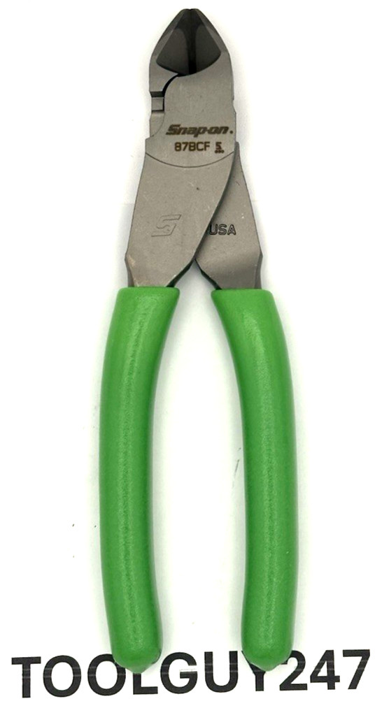 SNAP ON TOOLS USA GREEN Soft Grip 7″ VECTOR EDGE Diagonal Cutter 87BCF G NEW
