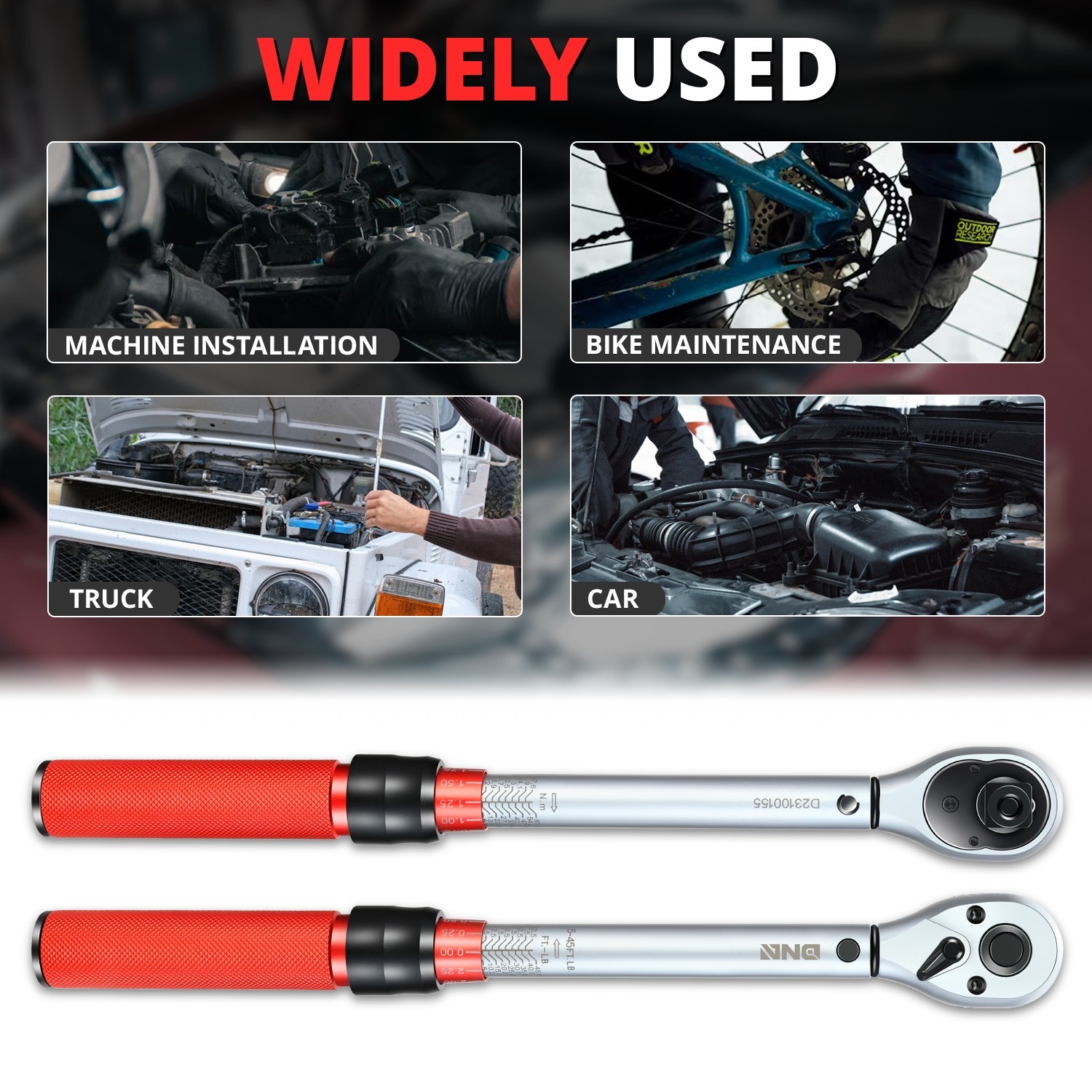 1/2″ Drive 5-45 IN.-LB / 6.78-61 N.M Click Torque Wrench Set w/ Storage Case