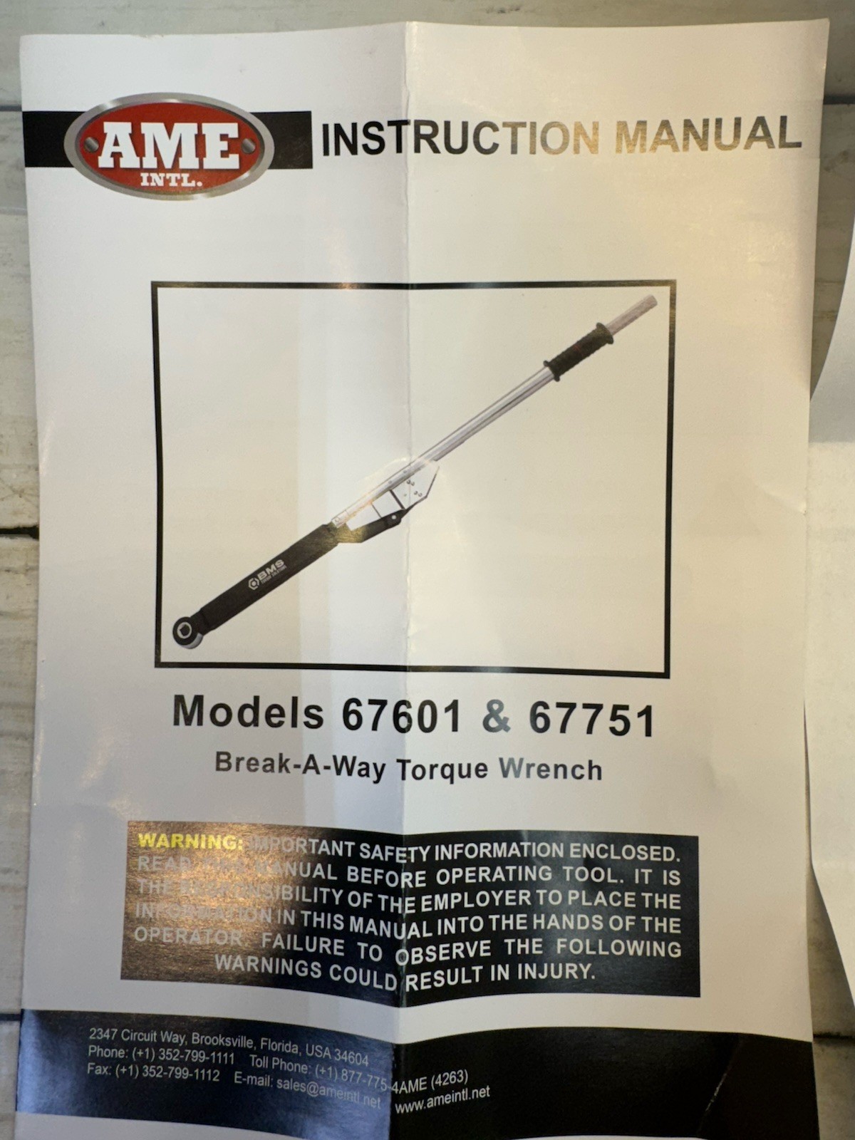 AME International 67751 Break A Way Torque Wrench 1″ Drive 150-600 Ft/lbs