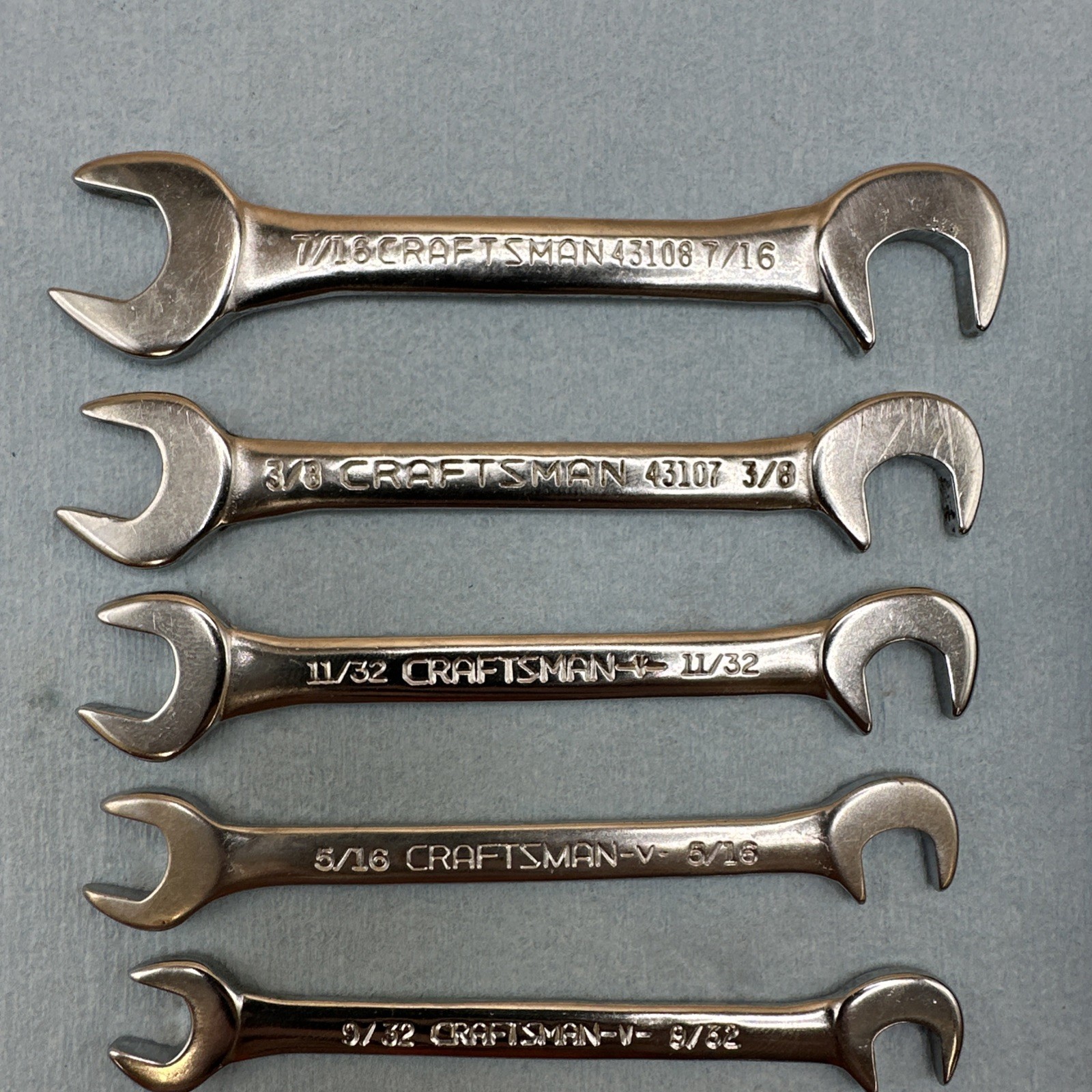 Craftsman USA 4306 8 Pc Angled Open End Ignition Wrench Set 7/32″-7/16″ SAE