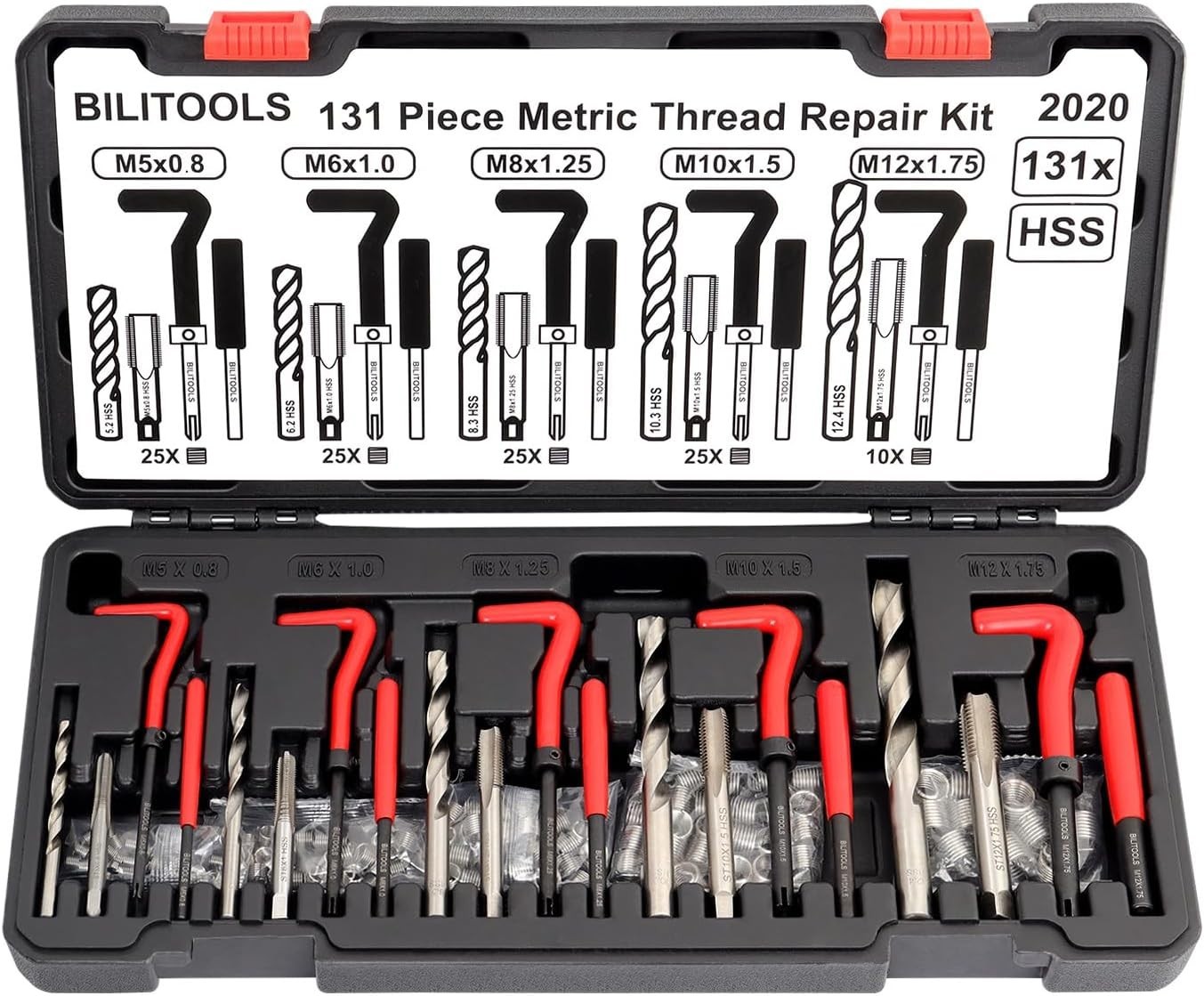 131-Piece Metric Thread Repair Kit | Stainless Inserts