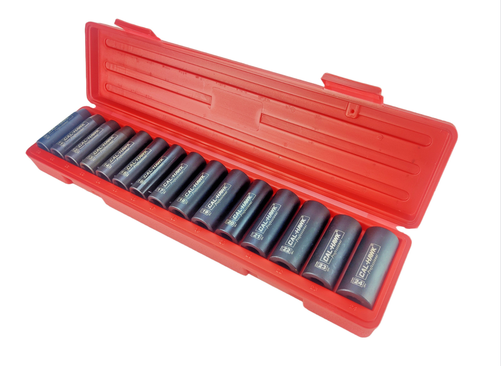 15-PC. 1/2″ DR. DEEP IMPACT CR-V Chrome Vanadium SOCKET SET METRIC 10-24MM 6PTS