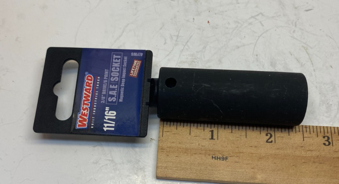 WESTWARD 11/16″ Magnetic Deep Impact Socket – 3/8″ Drive – 6 Point – Black Oxide