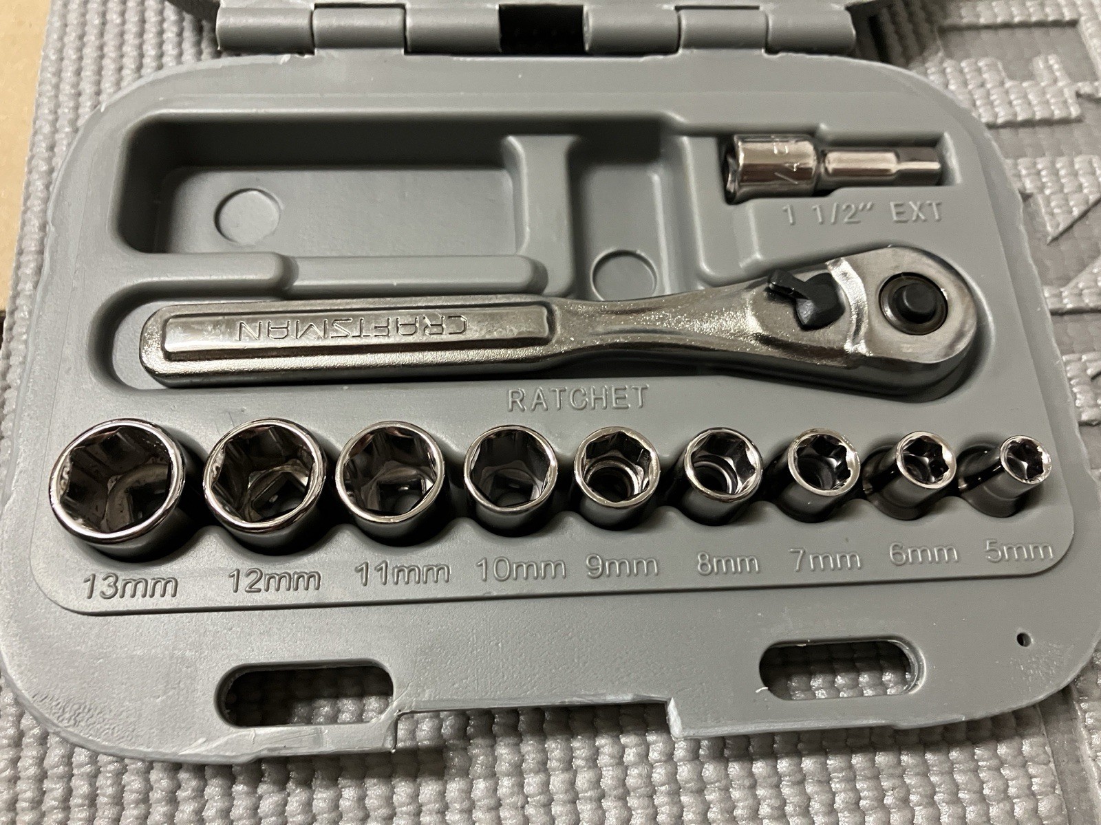 NOS Sears Craftsman 11pc Metric 1/4″ Drive Socket Wrench Set 34861 USA 5-13mm