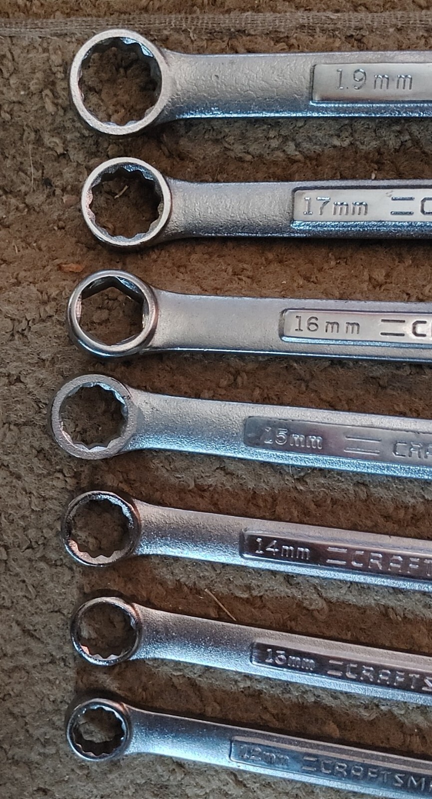 Vintage Craftsman 7 Set 12 Point Combination Wrenches 19mm – 12mm (No 18mm)