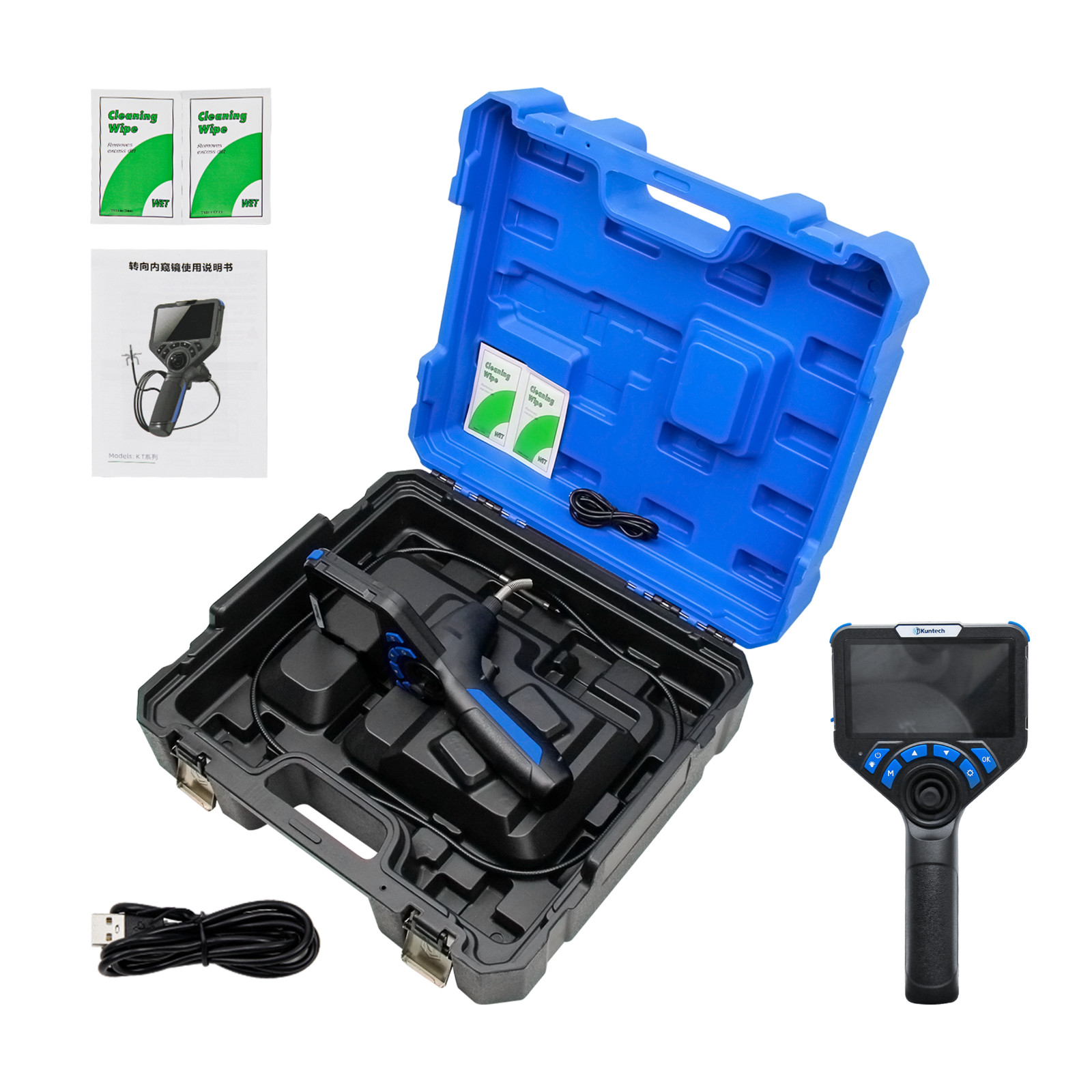 4-way 360° Borescope Inspection Snake Camera,5-inch HD Endoscope Camera & Light