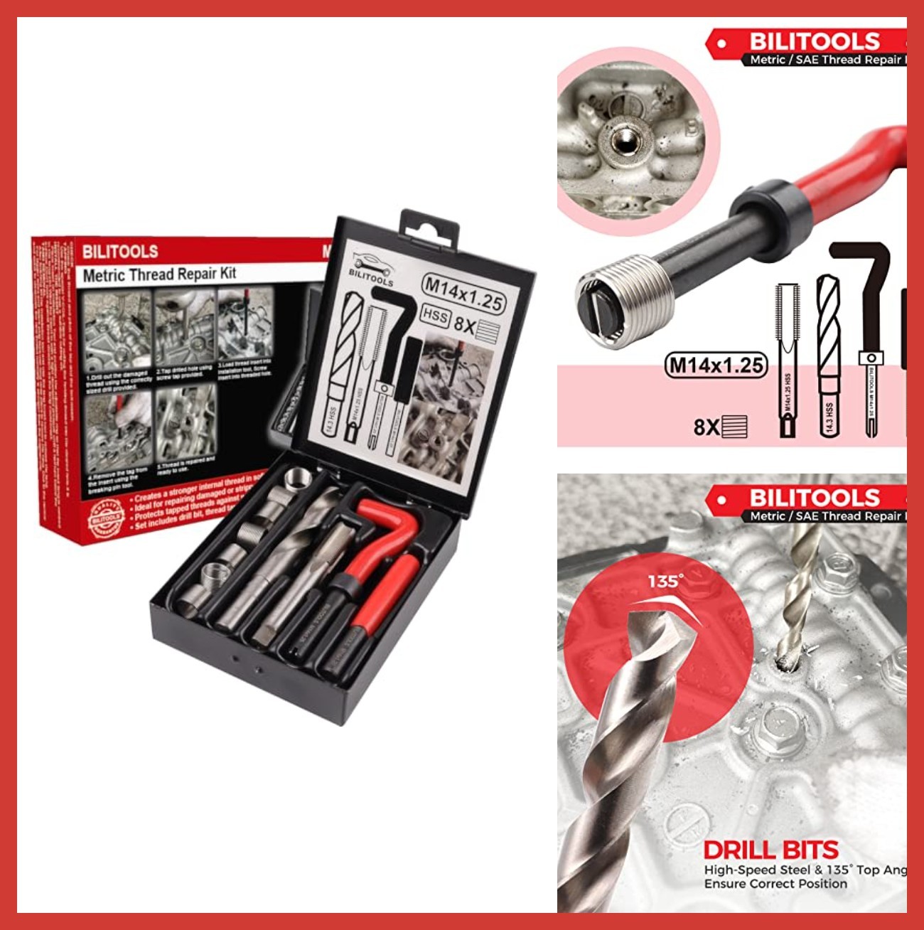 Thread Repair Kit M14x1.25 HSS Metric Helicoil with Installation Tool