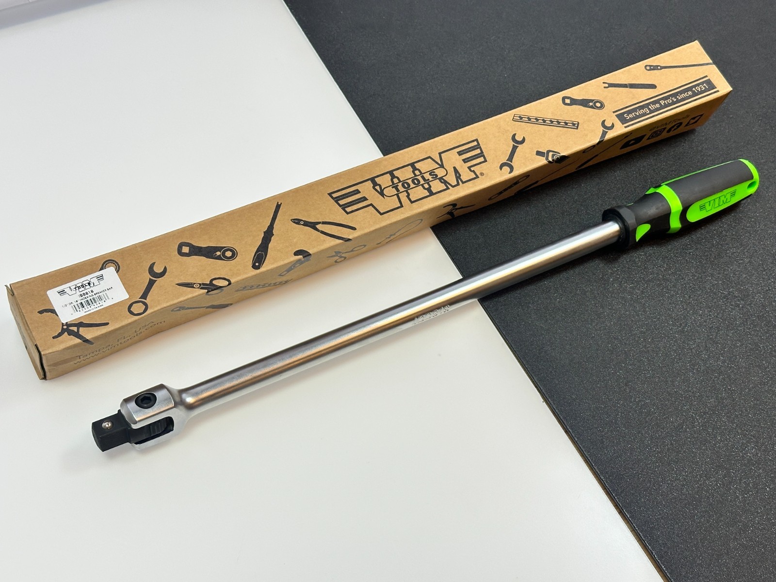 NEW VIM PRO 1/2″ Drive 18″ Indexing Breaker Bar w/ ERGO Soft Grip Handle, IBB818