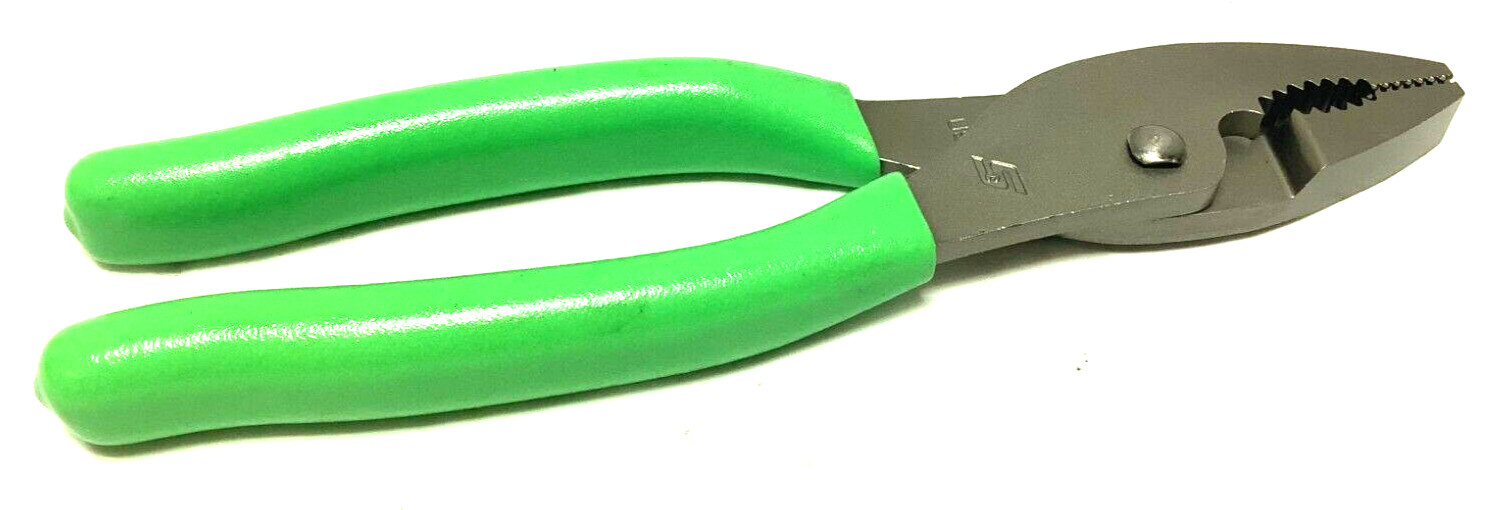 New Snap-on 7″ long Green Vinyl Grip Combination Slip Joint Pliers 47ACFG Unused