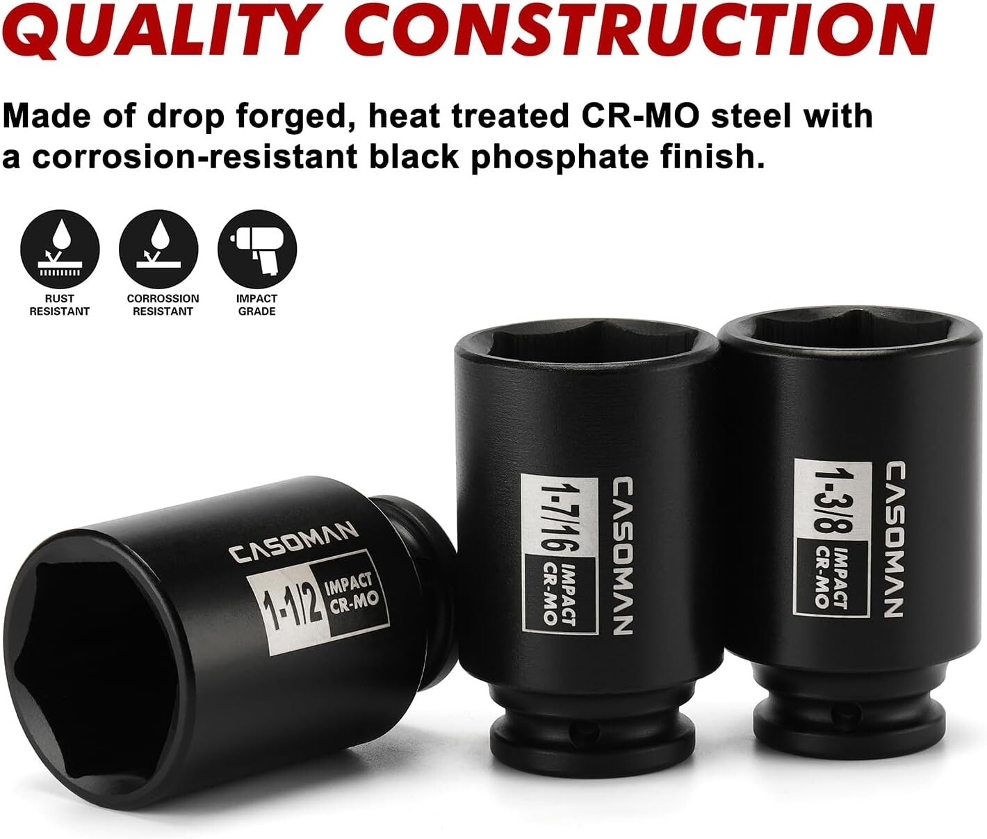 Professional-Grade 7-Piece Impact Socket Set: 1/2-Inch Drive, Chrome Molybden…
