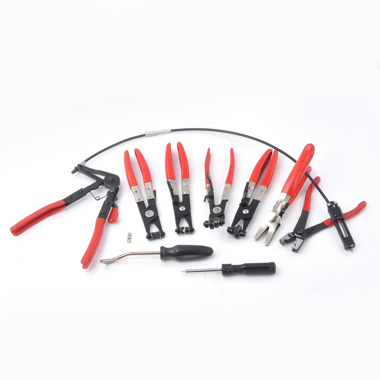 9PCS Hose Clamp Clip Plier Set Swivel Jaw Flat Angled Band Automotive Tool Set