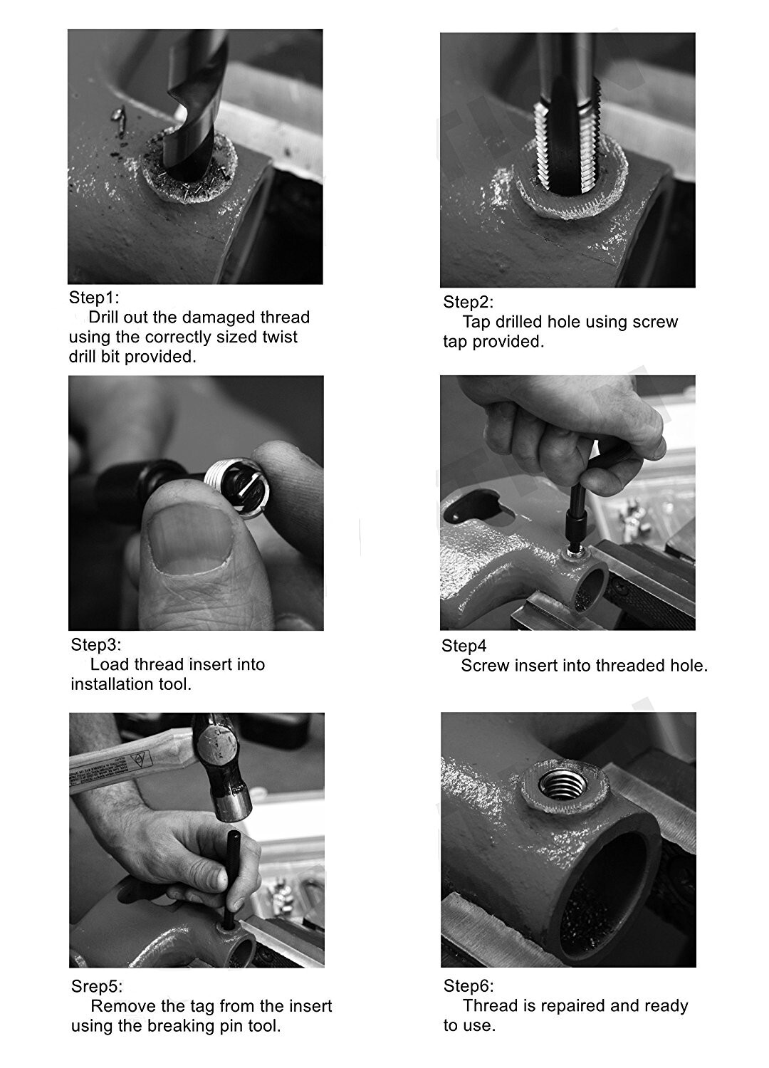 Thread Repair Kit M5 M6 M8 M10 M12 M14 Metric Helicoil Inserts Threading Tool