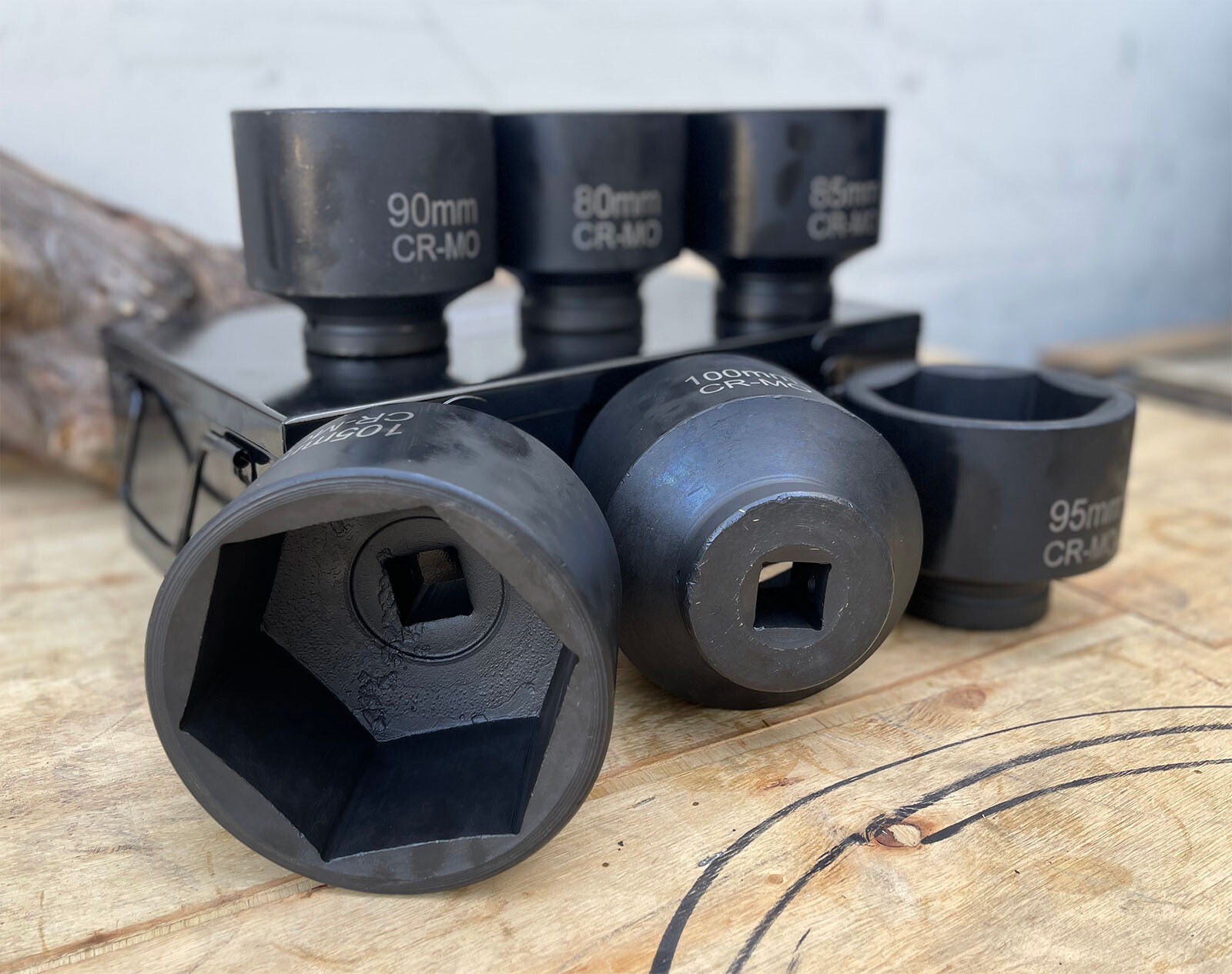 6Pcs 1″ Dr. Jumbo Shallow Impact Socket Set Cr-Mo Metric 80 85 90 95 100 105mm