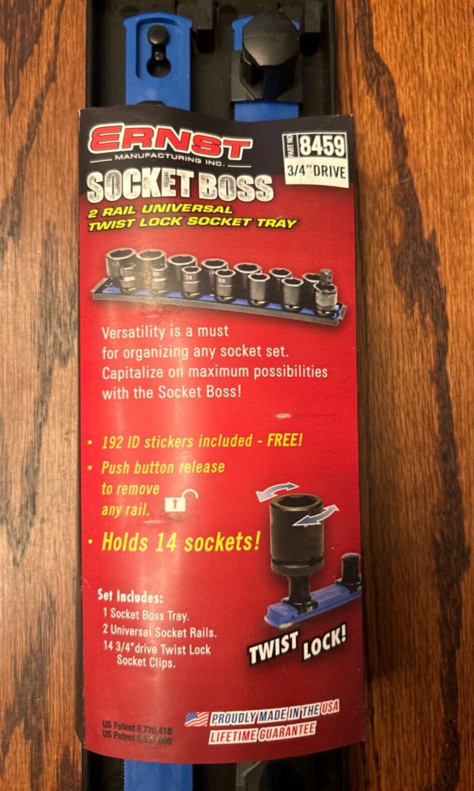 Ernst 3/4″-Drive Socket Boss 2-Rail Universal Twist Lock Socket Tray #8459 USA
