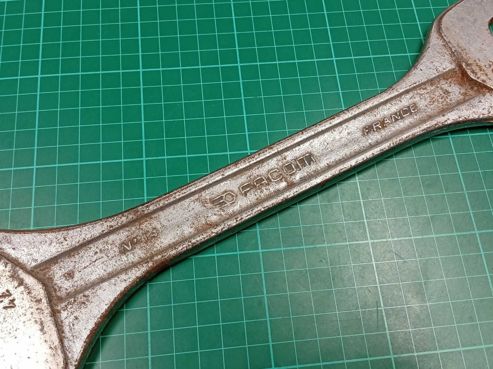 Vintage Facom No44, 38mm x 42mm Vanachrome, Open Ended Spanner, Made In France