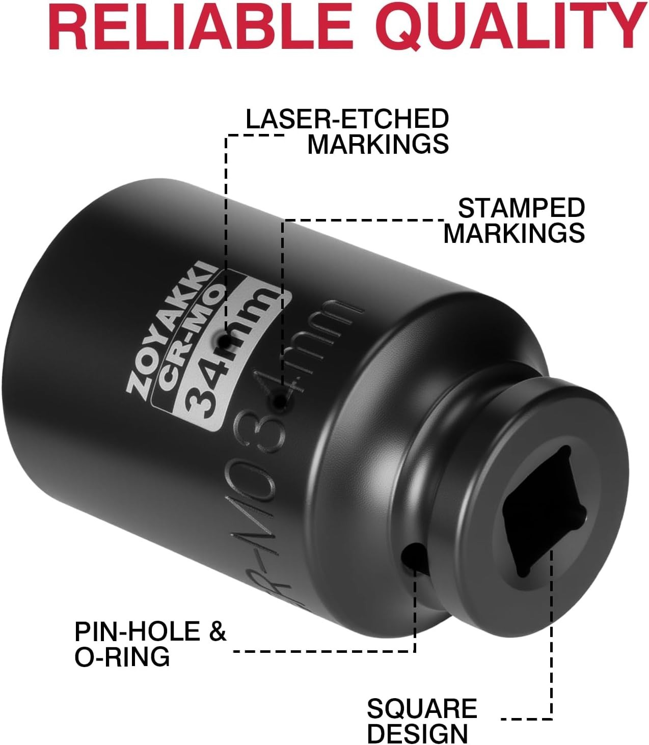Chrome Molybdenum 1/2-Inch Drive 34 mm Deep Socket – Ultimate Grip & Durability