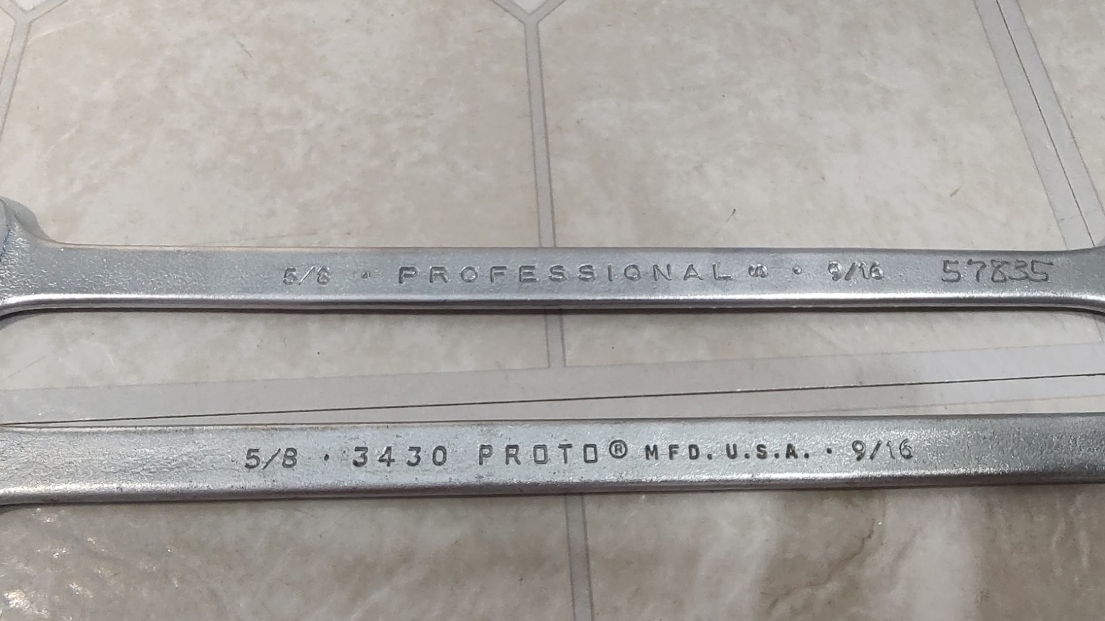 PROTO PROFESSIONAL 3430 5/8 – 9/16 DOUBLE OPEN END WRENCH-USA OLD STOCK SET of 2