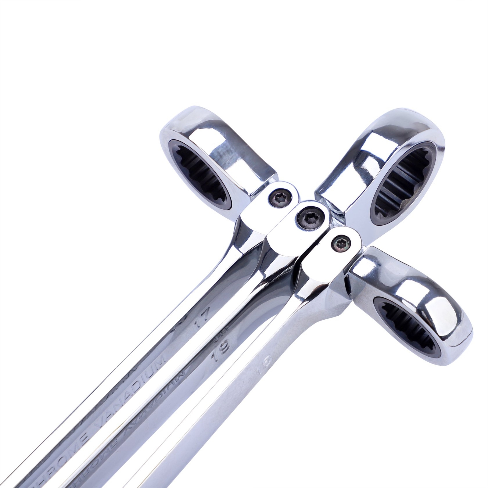 Long Ratcheting Wrenches Spanner Set End Flex-Head Metric w/ Carrying Bag