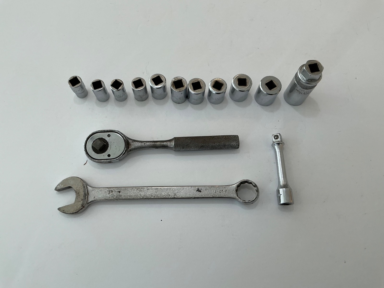 Asst Fleet tools 14 pc rathcet, extension, 11 sockets, wrench USA all for $25