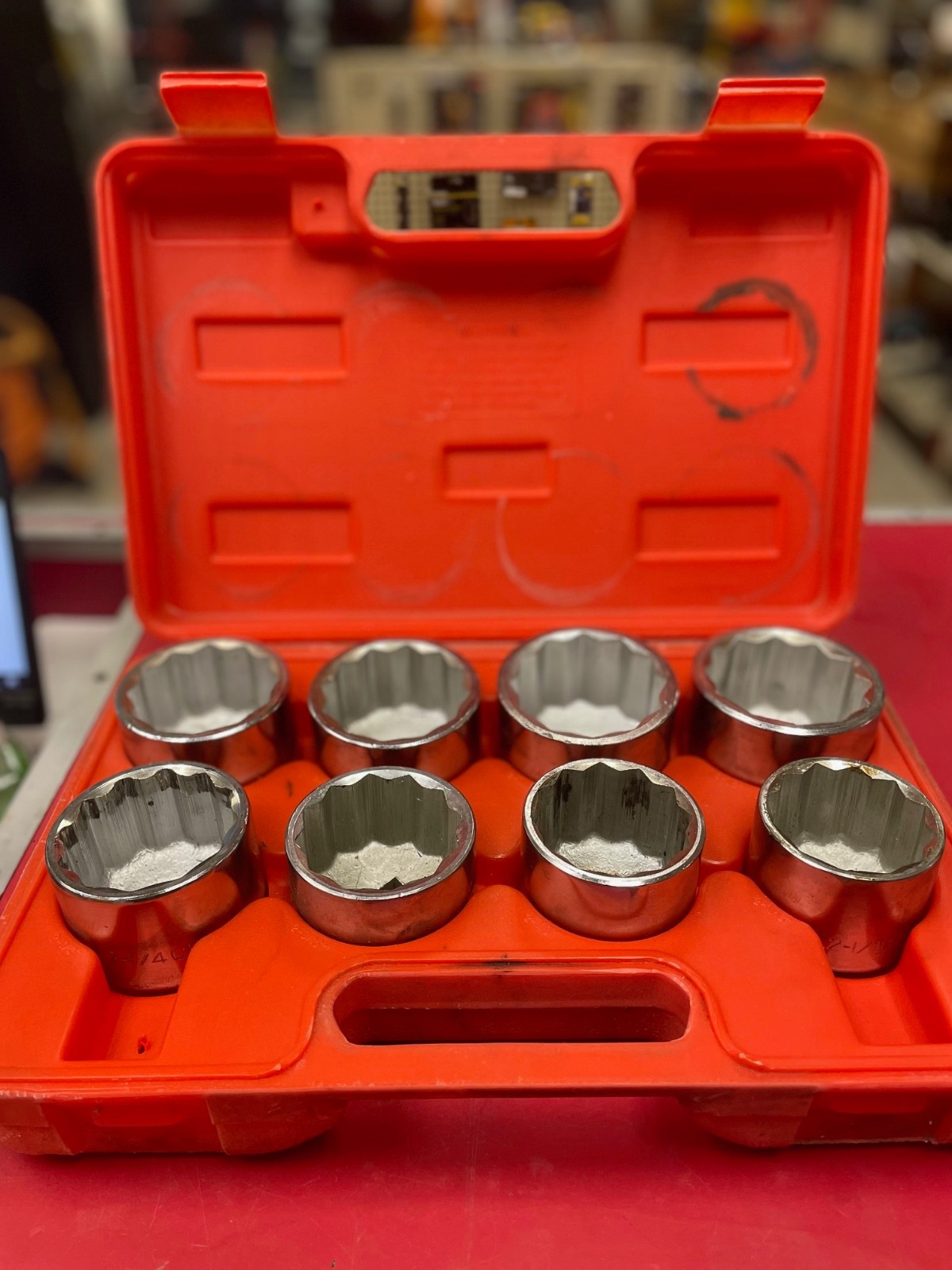 9pc 3/4″ Drive Socket Set 12 Points JUMBO Sockets 2 1/16″ to 2 1/2″ & Red Case
