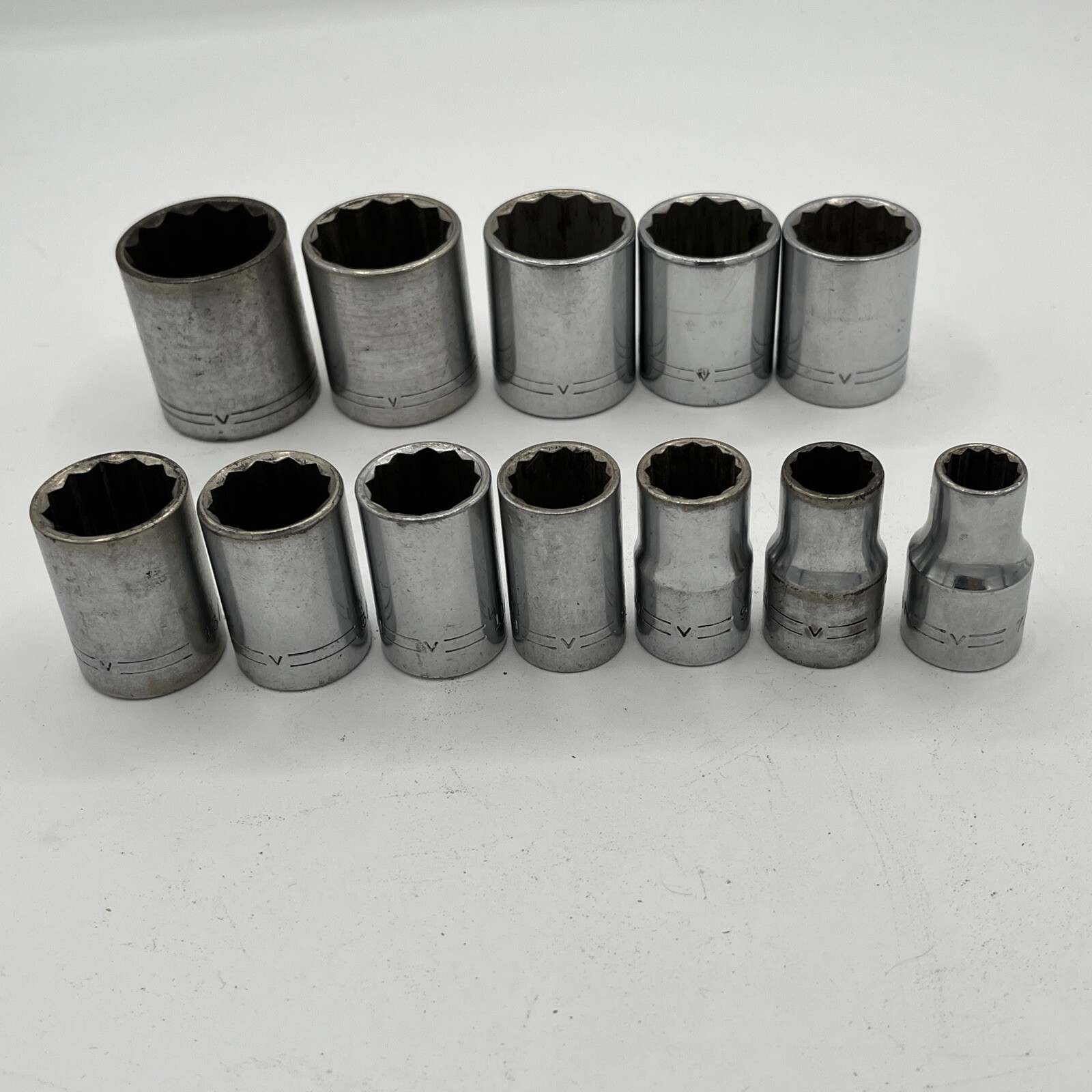 Craftsman 12 Socket Set 1/2″ Drive 12-Point =V= Series USA Made 7/16 to 1 1/8”