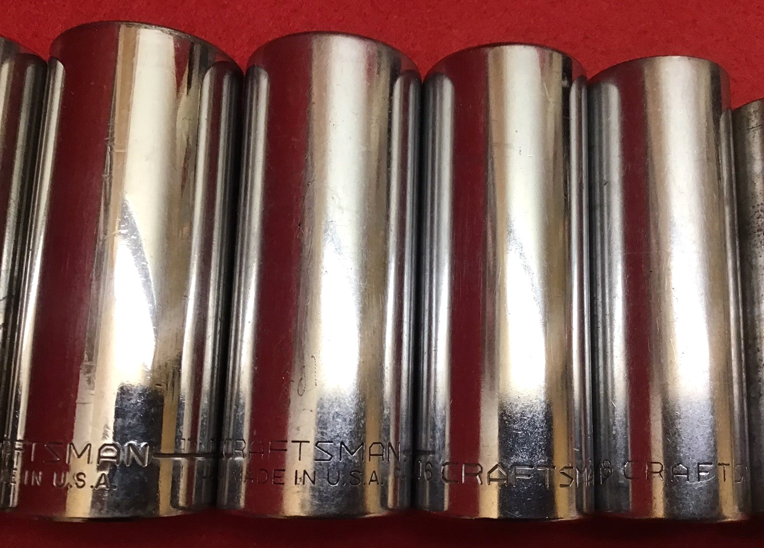 CRAFTSMAN USA 1/2” DR. 1/2” To 1 1/4” DEEP SOCKET SET. 12 POINT -CHROME – USED