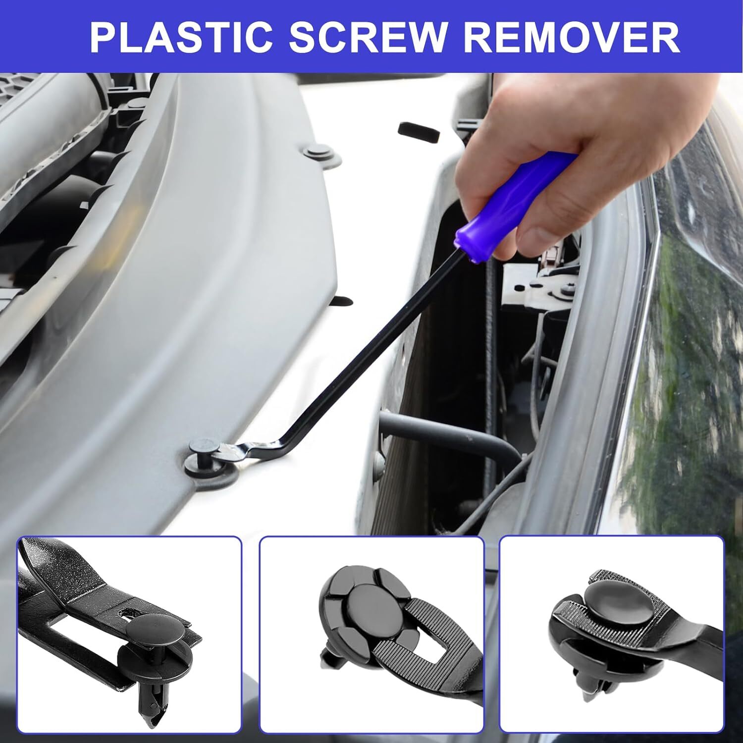 Auto Blue Fastener Puller Repair Clip Pliers Trim Upholstery Pry Removal Tool US