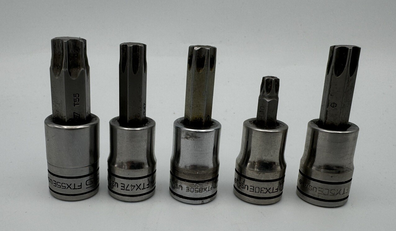 Snap On Torx 3/8 Socket Lot Of 5 ,T55,T47,TB50,T50 &T30