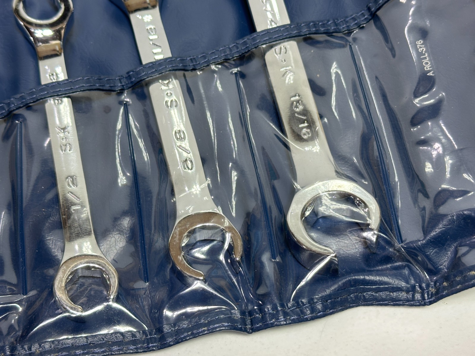 NOS SK Tools USA 381 SAE 1/4-7/8″ 5pc Flare Nut Line Wrench Set, 6 Point, Pouch